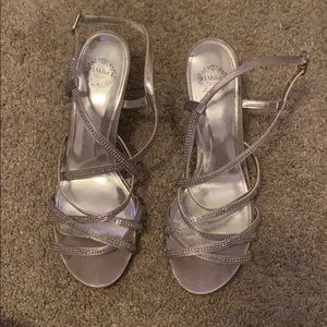 Silver sparkle heels